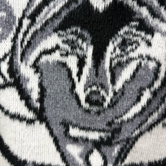 ARTESANIAS Tuntaquimba Native American Wolf print Wool Full Zip sweater jacket M - Picture 10 of 12
